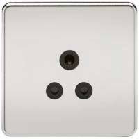 KnightsBridge 1G 5A Screwless Polished Chrome Round Pin 230V Unswitched Electrical Wall Socket