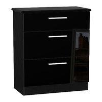 Knightsbridge 3 Drawer Deep Chest Knightsbridge - 3 Drawer Deep Chest - Black Gloss - Black Base Colour