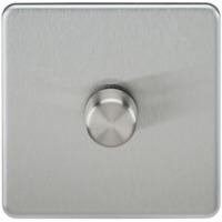 KnightsBridge 60-400W 1G 2 Way Screwless Brushed Chrome 230V Electric Dimmer Switch