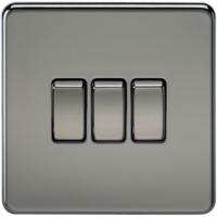 knightsbridge 10a 3g 2 way 230v screwless black nickel electric wall p ...