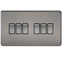 knightsbridge 10a 6g 2 way 230v screwless black nickel electric wall p ...