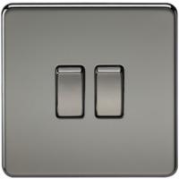 knightsbridge 10a 2g 2 way 230v screwless black nickel electric wall p ...