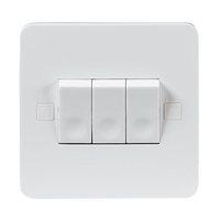 KnightsBridge Pure 9mm 10A White 3G 2 Way 230V Electric Wall Plate Switch