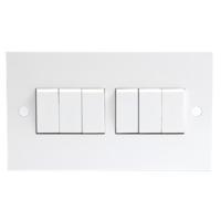 KnightsBridge 10A White 6G 2 Way 230V Electric Wall Plate Switch