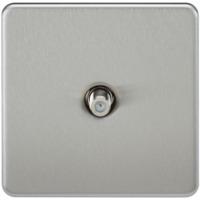 KnightsBridge SAT TV Outlet 1G Screwless Brushed Chrome Non-Isolated Wall Plate