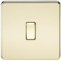 knightsbridge 10a 1g 230v screwless polished brass intermediate switch ...