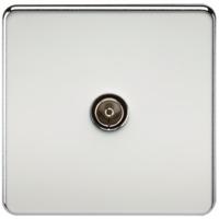 KnightsBridge Coaxial TV Outlet 1G Screwless Polished Chrome Un-Isolated Wall Plate