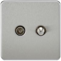 knightsbridge coaxial tv and sat tv outlet 1g screwless brushed chrome ...