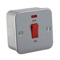 knightsbridge 45a 1g dp 230v metal clad switch with neon