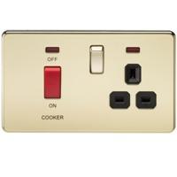 knightsbridge 45a 2g dp 230v screwless polished brass electric switch  ...