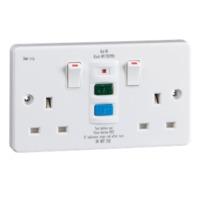 knightsbridge 2 gang rcd socket uk 3 pin power breaker non latched saf ...