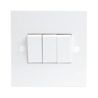 KnightsBridge 10A White 3G 2 Way 230V Electric Wall Plate Switch