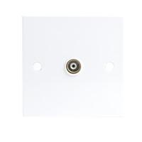 knightsbridge white coaxial tv outlet isolated single wall plate