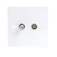 knightsbridge white twin coaxial and satellite tv outlet isolated sing ...