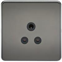 KnightsBridge 1G 5A Screwless Black Nickel Round Pin 230V Unswitched Electrical Wall Socket