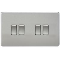 knightsbridge 10a 4g 2 way 230v screwless brushed chrome electric wall ...