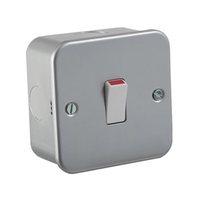 knightsbridge 20a metal clad 1g double pole 230v electric wall plate s ...