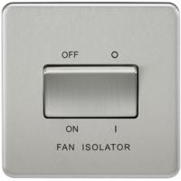 KnightsBridge 10A 1G 3 Pole 230V Screwless Brushed Chrome Electric Fan Isolator Switch