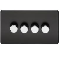 KnightsBridge 60-400W 4G 2 Way 230V Screwless Matt Black Electric Dimmer Switch