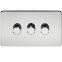 KnightsBridge 60-400W 3G 2 Way 230V Screwless Polished Chrome Electric Dimmer Switch