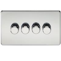 KnightsBridge 60-400W 4G 2 Way 230V Screwless Polished Chrome Electric Dimmer Switch