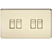 knightsbridge 10a 4g 2 way 230v screwless polished brass electric wall ...