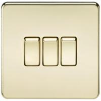 knightsbridge 10a 3g 2 way 230v screwless polished brass electric wall ...