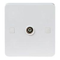 KnightsBridge Pure 9mm White Coaxial TV Outlet Un-Isolated Single Wall Plate