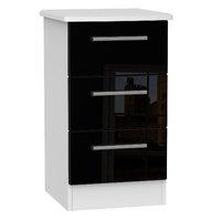 Knightsbridge 3 Drawer Bedside Cabinet Knightsbridge - 3 Drawer Bedside Cabinet - Black Gloss - White Base Colour