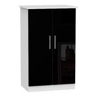 Knightsbridge 2 Door Midi Wardrobe Knightsbridge - 2â??6â? Plain Midi Robe - Black Gloss - White Base Colour