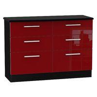 Knightsbridge 6 Drawer Midi Chest Knightsbridge - 6 Dr Midi Chest - Ruby Gloss - Black Base Colour