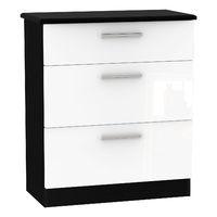 Knightsbridge 3 Drawer Deep Chest Knightsbridge - 3 Drawer Deep Chest - White Gloss - Black Base Colour