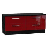 Knightsbridge 4 Drawer Bed Box Knightsbridge - 4 Dr Bed Box - Ruby Gloss - Black Base Colour