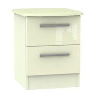 Knightsbridge 2 Drawer Bedside Cabinet Knightsbridge - 2 Dr Locker - Cream Gloss - Cream Base Colour