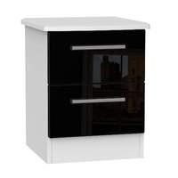 Knightsbridge 2 Drawer Bedside Cabinet Knightsbridge - 2 Drawer Bedside Cabinet - Black Gloss - White Base Colour