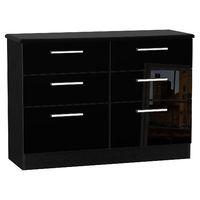 Knightsbridge 6 Drawer Midi Chest Knightsbridge - 6 Drawer Midi Chest - Black Gloss - Black Base Colour