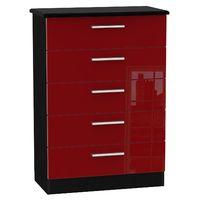 knightsbridge 5 drawer chest knightsbridge 5 dr chest ruby gloss black ...