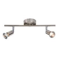 knightsbridge ceiling light gu10 50 watt 2 spotlight bar brushed chrom ...