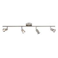 KnightsBridge Ceiling Light GU10 50 Watt 4 Spotlight Bar Brushed Chrome LED Compatible