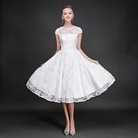 knee length jewel bridesmaid dress sexy short sleeve lace