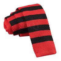 knitted red black striped tie