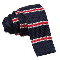 knitted navy with red white thin stripe tie