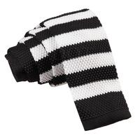 Knitted Black & White Striped Tie
