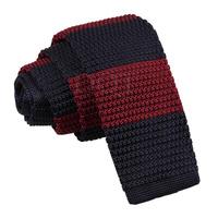 Knitted Burgundy & Navy Striped Tie