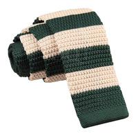 Knitted Green & Cream Striped Tie