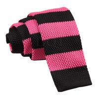 Knitted Hot Pink & Black Striped Tie
