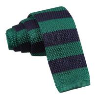 Knitted Navy & Green Striped Tie