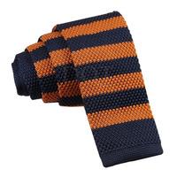 knitted navy orange striped tie