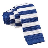 Knitted Royal Blue & White Striped Tie