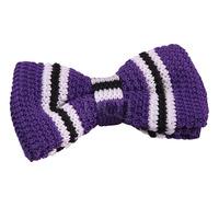 Knitted Purple with Black & White Thin Stripe Bow Tie